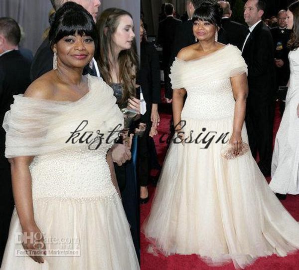 2018. восемьдесят пятый оскар octavia spencer dreamy асимметричный -плеча a-line celebrity платья вечера платья выпускного вечера плюс разме, Black